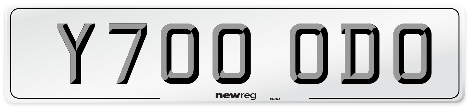 Y700 ODO Number Plate from New Reg
